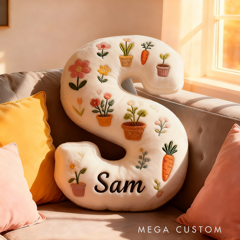 Personalized Plants Letter Pillow Graphic 3D Print Pillow Custom Name Design Pillow for Kids Family