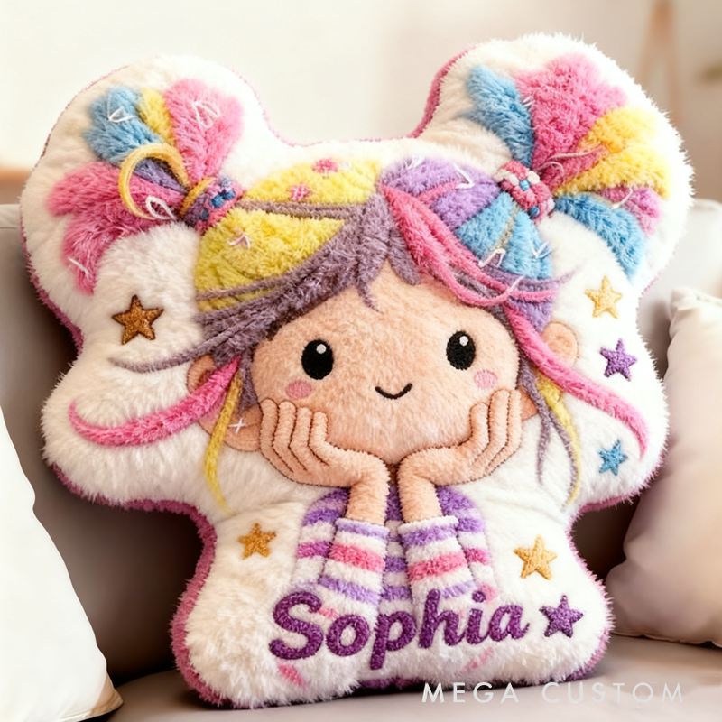 Personalized Cute Girl Initial Name Graphic 3D Print Pillow Christmas Gift for Kids Family