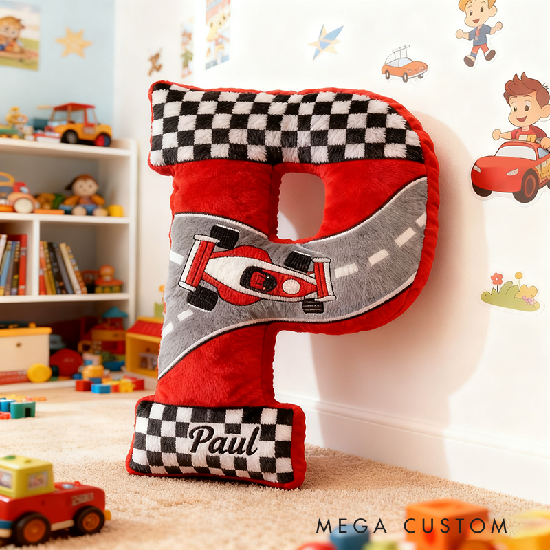 Personalized Racing Adventure Pillow Custom Name 3D Graphic Print Cushion Gift for Racers and Racing Lovers