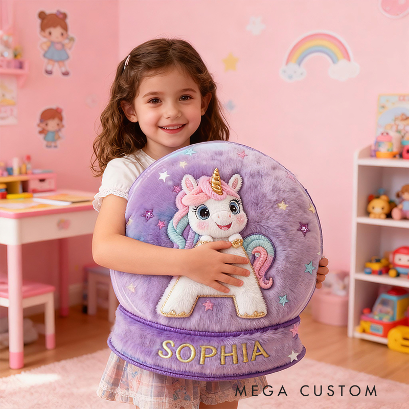 Personalized Initial Letter Shape Custom Name Soft Decorative Gift Magical Princess Style Cozy Girls Room Dream Purple Graphic 3D Print Pillow