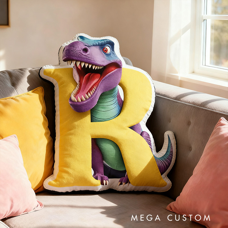 Personalized Dinosaur Letter Cartoon Cute Kids Room Custom Name Gift Fun Decorative Throw Graphic 3D Print Pillows