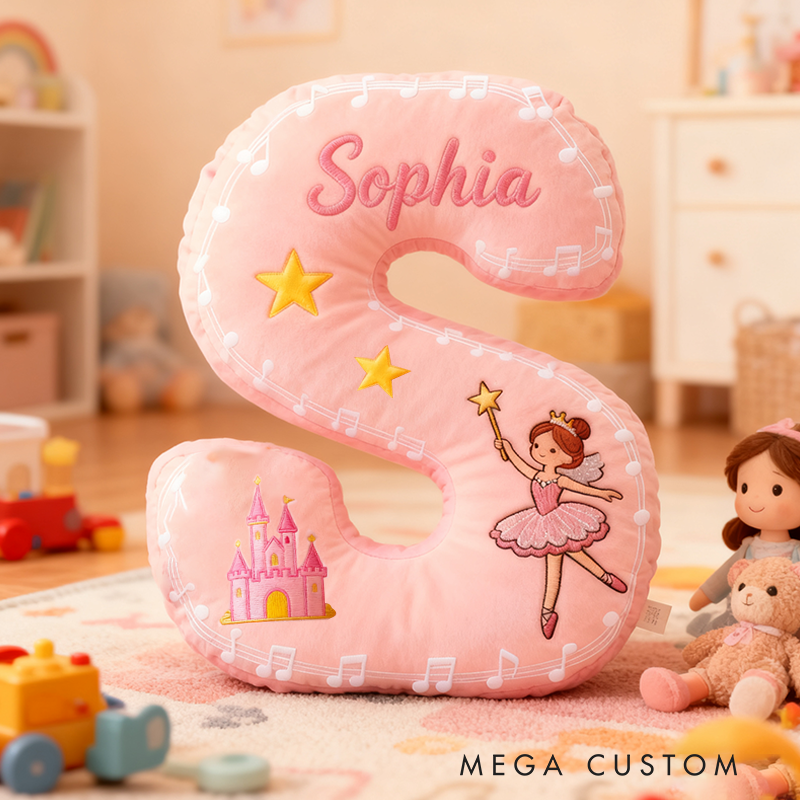 Personalized Colorful 26 Letter Castle Pattern Cute Graphic 3D Print Pillow Cute Magic Beautiful Letter Custom Pillow Gift for Kids
