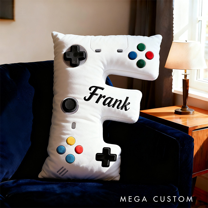 Personalized Graphic 3D Print Controller Alphabet Shaped Pillow for Game Lovers Initial Pillow Christmas Gift for Kids