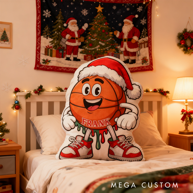 Personalized Festive Basketball Pillow with Custom Name for the Perfect Christmas Gift
