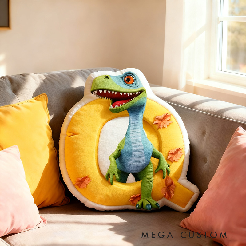 Personalized Dinosaur Letter Cartoon Cute Kids Room Custom Name Gift Fun Decorative Throw Graphic 3D Print Pillows