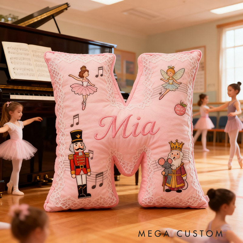 Personalized Graphic 3D Print Nutcracker Ballet Dance Pillow With Your Own Name Soft Stuffed Toy for Kids Unique Decorative Cushion for Girls' Room