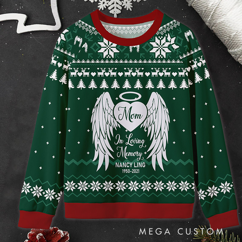 Personalized Memorial Holiday Ugly Sweatershirt In Loving Memory Keepsake Custom Ugly Christmas Sweater Sympathy Gift