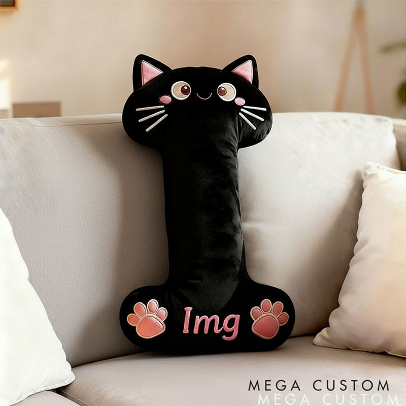 Personalized Cat Lover Letter Pillow with Custom Name Design Ver Black Cats Graphic 3D Print