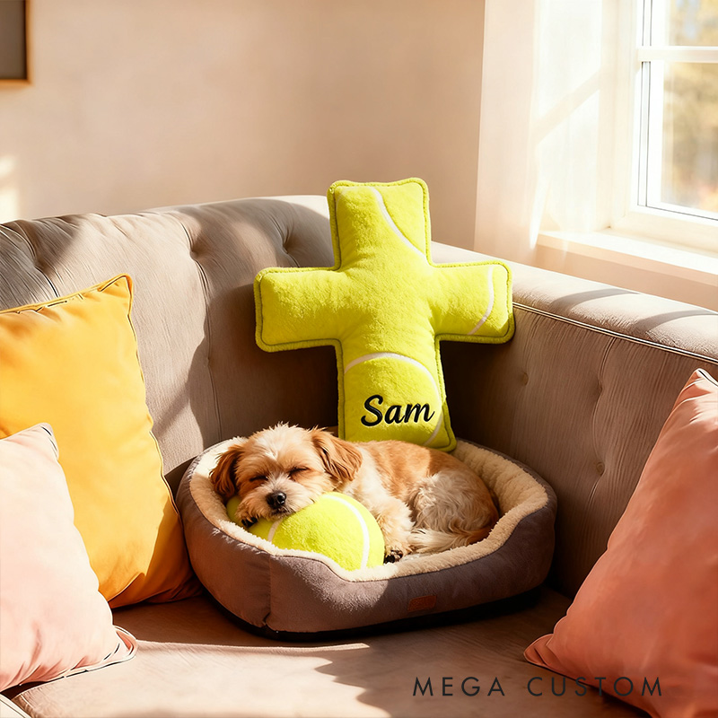 Personalized Tennis Ball Cross Pillow with Custom Home Decor Graphic 3D Print Pillow Christian Sports Gift Religious Gift for Tennis Lover