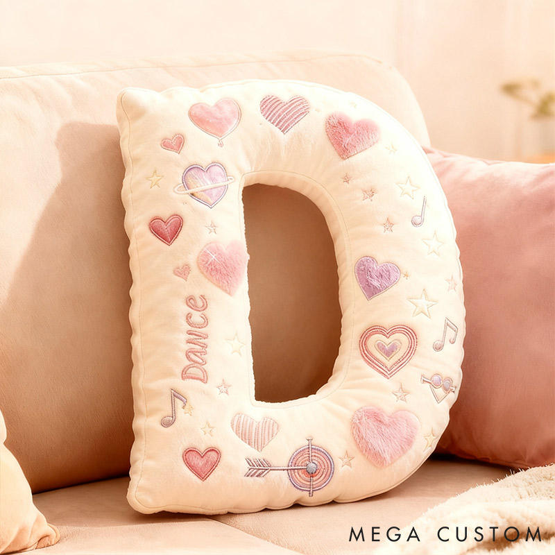 Personalized Girlfriend Love Print Heart Letter Pillow Custom Name Cushion Valentine's Gift for Girl Friend Boyfriend Christmas Gift for Him Her