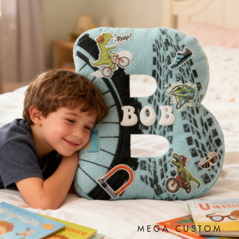 Personalized Cycling Letter Pillow Funny Letter Pillow Custom Name Pillow Comfortable Travel Cushion for Riders Riding Lovers