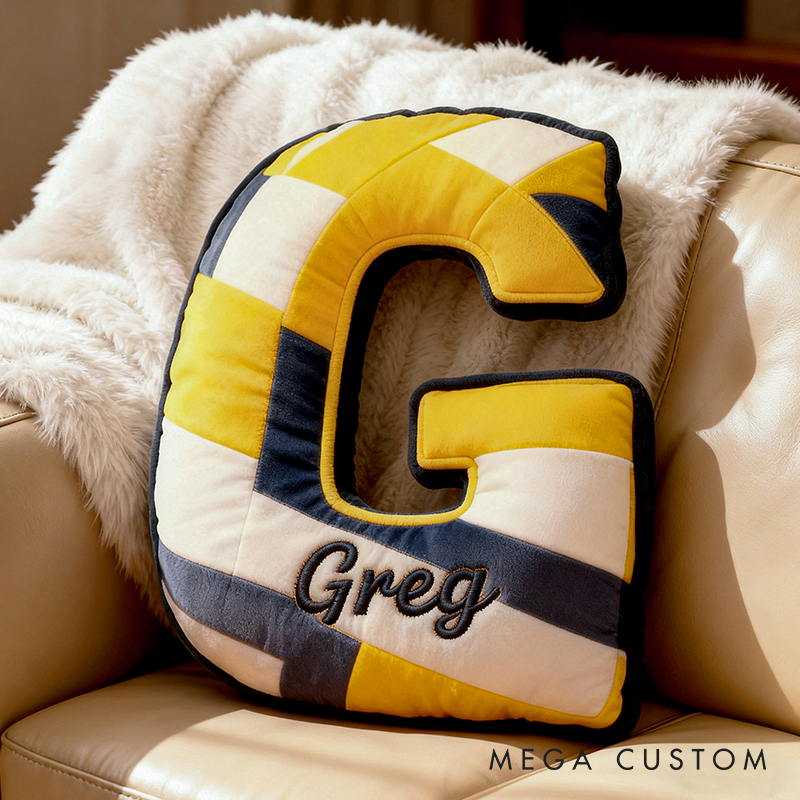 Personalized Volleyball Letter Shaped Pillow with Custom Name and Bold Design for Sports Fans