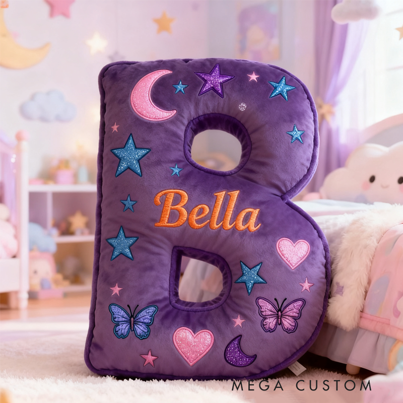 Personalized Purple Butterfly with Name Graphic 3D Print Pillow Christmas Gift for Kids Birthday Gift