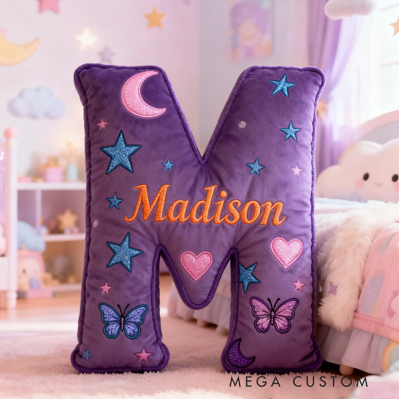 Personalized Purple Butterfly with Name Graphic 3D Print Pillow Christmas Gift for Kids Birthday Gift