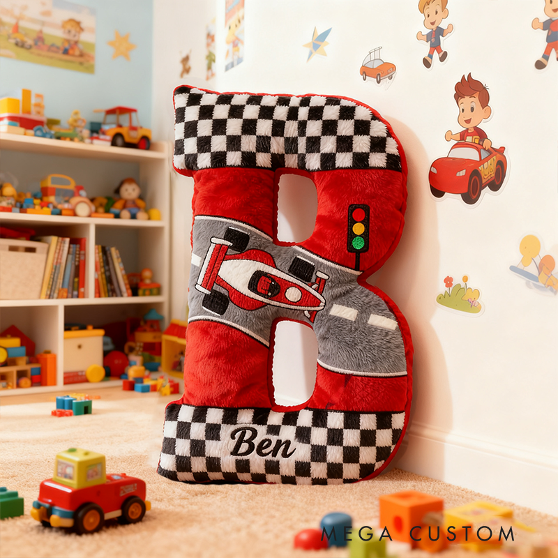 Personalized Racing Adventure Pillow Custom Name 3D Graphic Print Cushion Gift for Racers and Racing Lovers