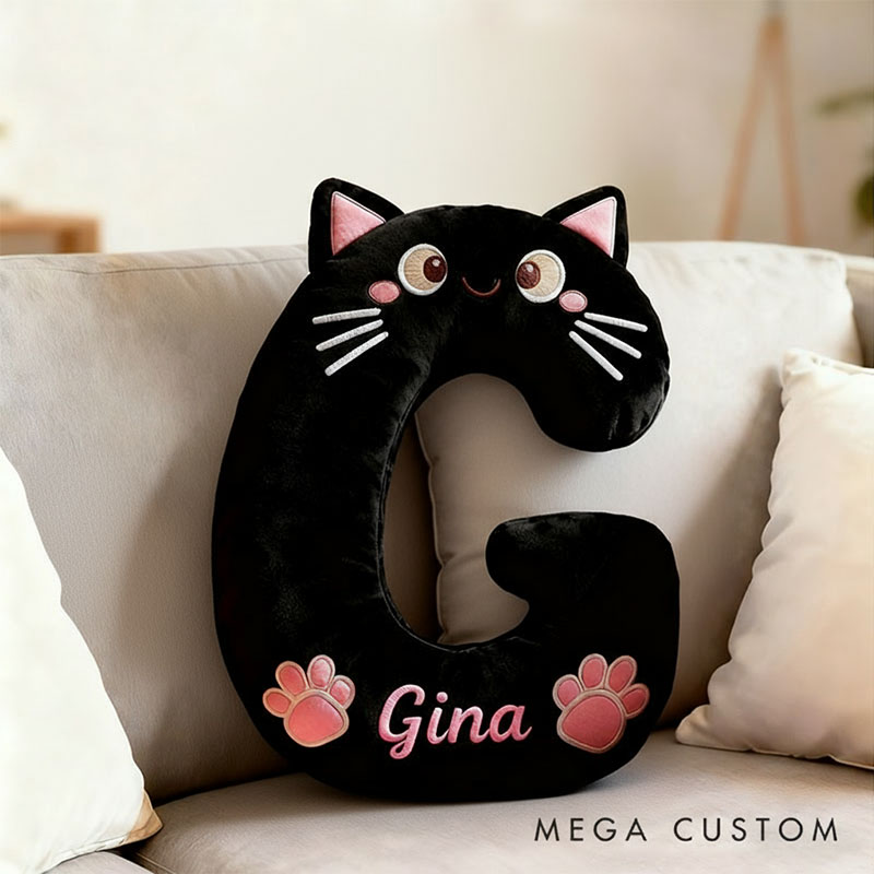 Personalized Cat Lover Letter Pillow with Custom Name Design Ver Black Cats Graphic 3D Print
