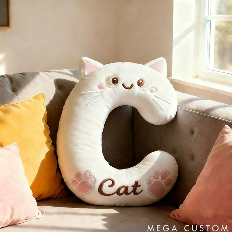 Personalized Cat Lover Letter Pillow with Custom Name Design Graphic 3D Print
