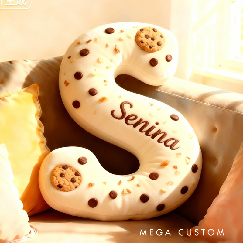 Personalized Cookie Letter Pillow Graphic 3D Print Kids Throw Pillow with Custom Name for Kids Baker Baking Lover
