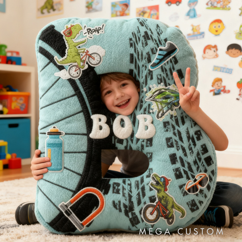 Personalized Cycling Letter Pillow Funny Letter Pillow Custom Name Pillow Comfortable Travel Cushion for Riders Riding Lovers