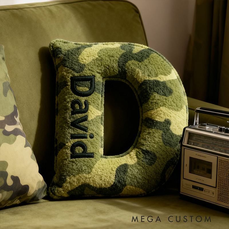 Personalized Camouflage Pillow Custom Name 3D Graphic Print Cushion Gift for Polices and Military Enthusiast