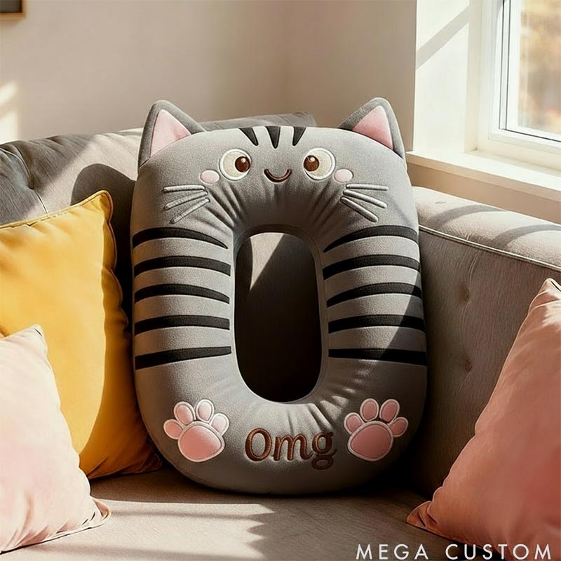 Personalized Cat Lover Letter Pillow with Custom Name Design Ver Gray Tabby Graphic 3D Print