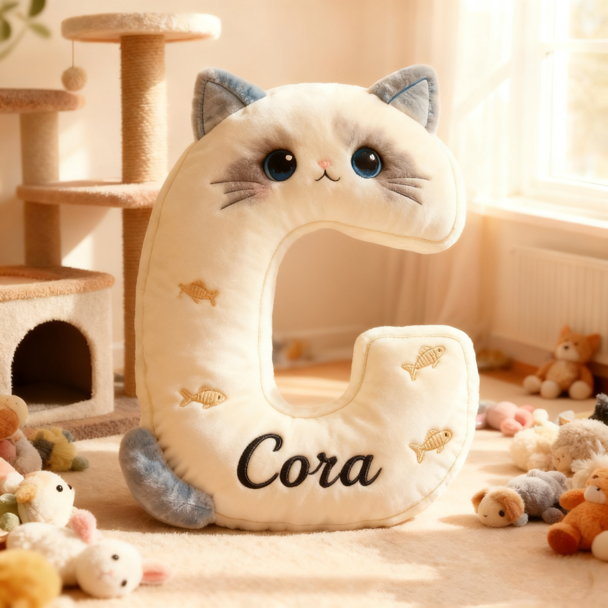 Personalized Cat Lover Letter Pillow with Custom Name Pillow Graphic 3D Print