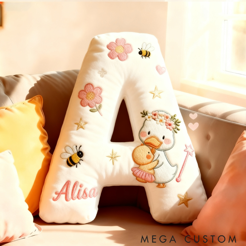 Personalized Graphic 3D Duck Mama and Baby with Magic Wand Pillow for Family Members