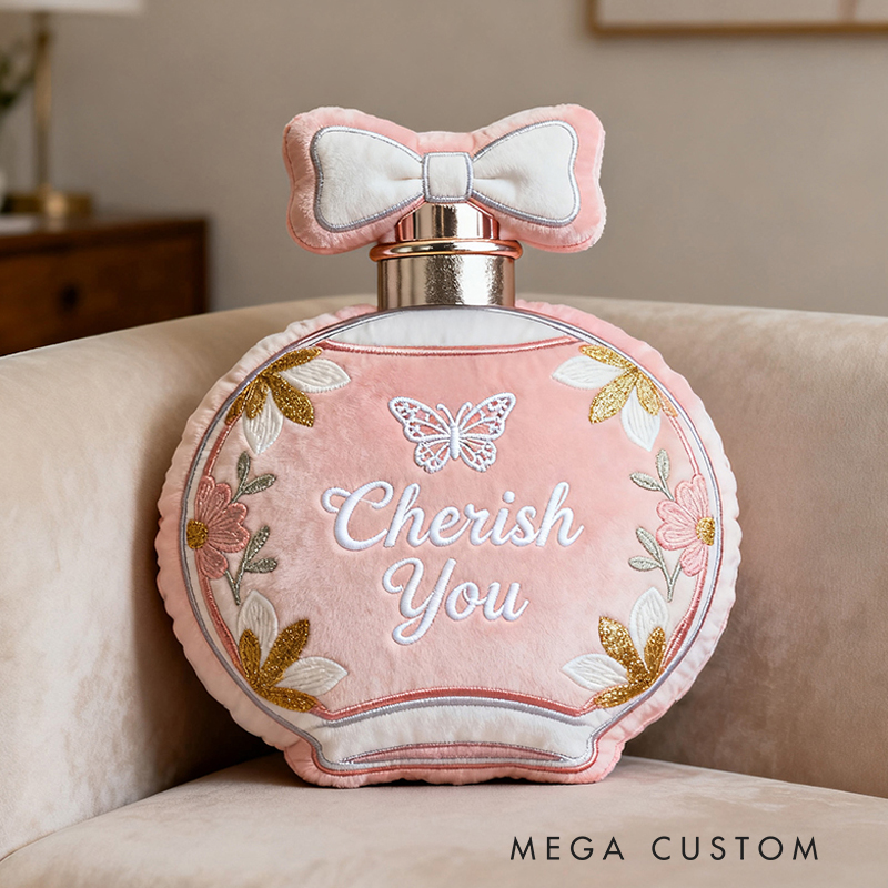 Personalized Perfume Bottle Star Custom Name Soft Decorative Gift Elegant Princess Style Cozy Bedroom Dream Pink Luxury Lovely Graphic 3D Print Pillow