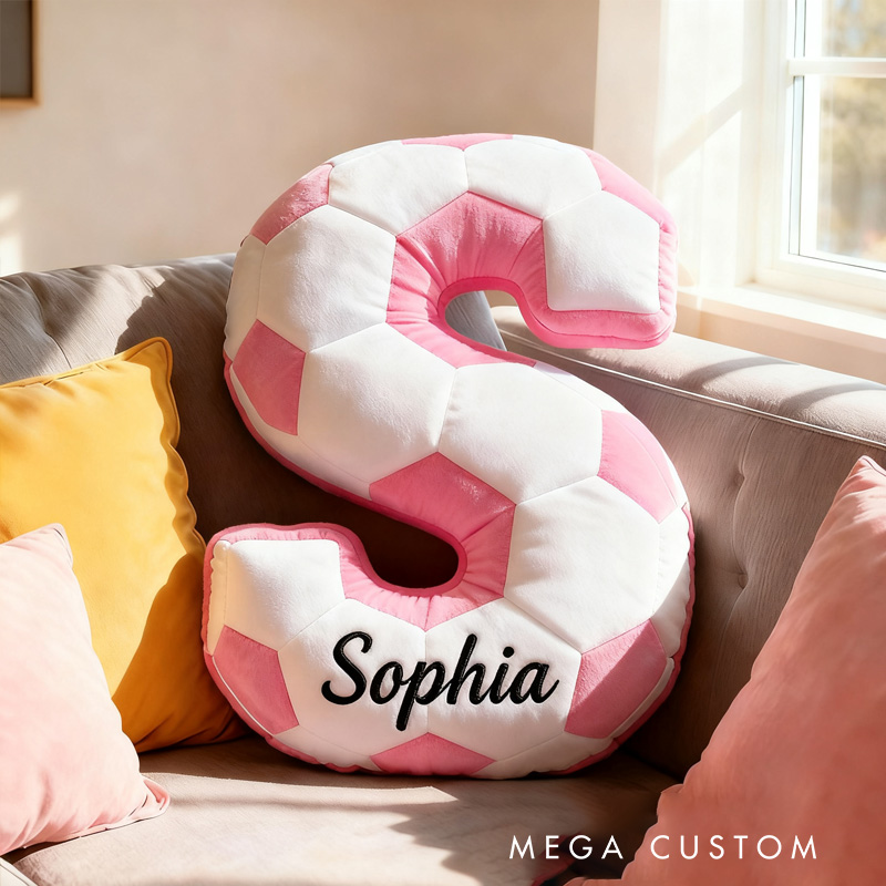 Personalized Soccer Ball Letter Pillow with Custom Name Design