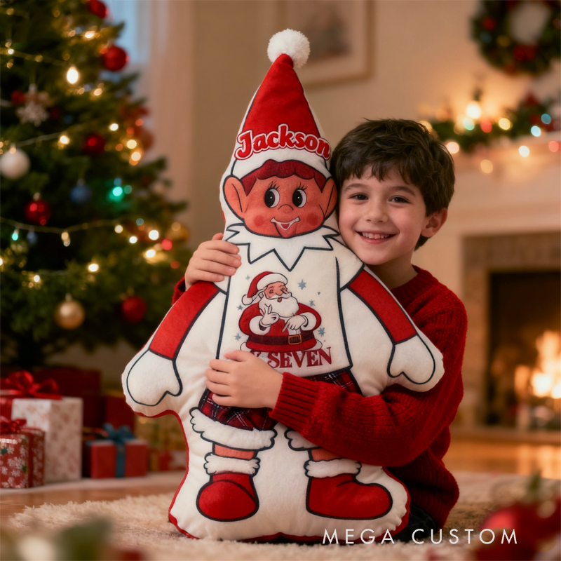 Personalized Cute Trendy 67 Holiday Elf with Name Graphic 3D Print Pillow Christmas Gift for Kids