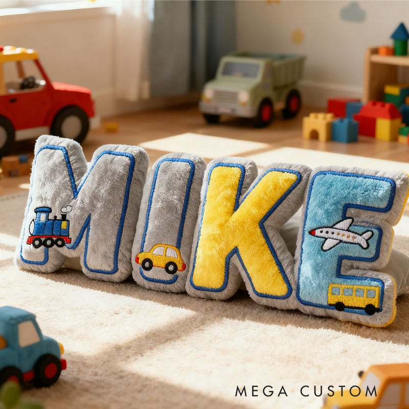 Personalized Vehicle Themed Cushion for Boys with Name Christmas Gift for Kids