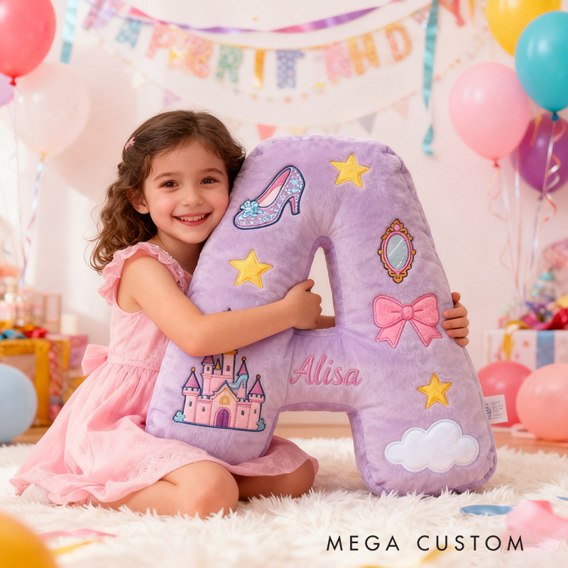 Personalized Colorful 26 Letters Cute Graphic 3D Print Pillow Cute Magic Beautiful Letter Custom Pillow Gift Christmas Gift for Kids