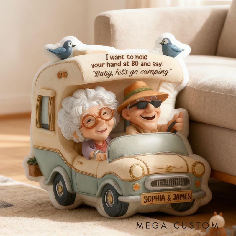Personalized Graphic 3D Print Couple Camping Pillow Custom Rv Camper Pillow Funny Couple Holiday Gift for Outdoor Camping Lover