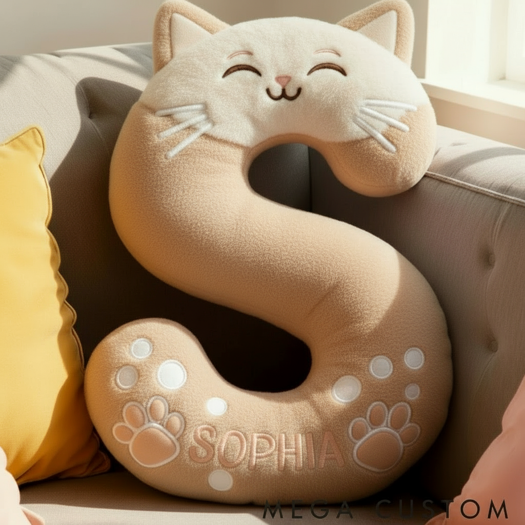 Personalized Cat Lover Funny Cat Letter Pillow Graphic 3D Print Pillow