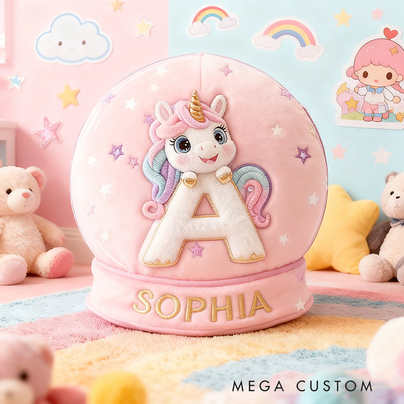 Personalized Initial Letter Shape Custom Name Soft Decorative Gift Magical Princess Style Cozy Girls Room Dream Purple Graphic 3D Print Pillow