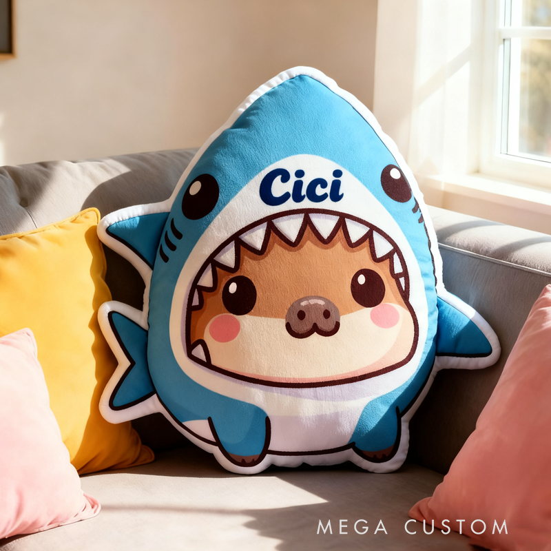 Personalized Cute Kapibala Capybara Initial Name Pillow Christmas Gift for Kids