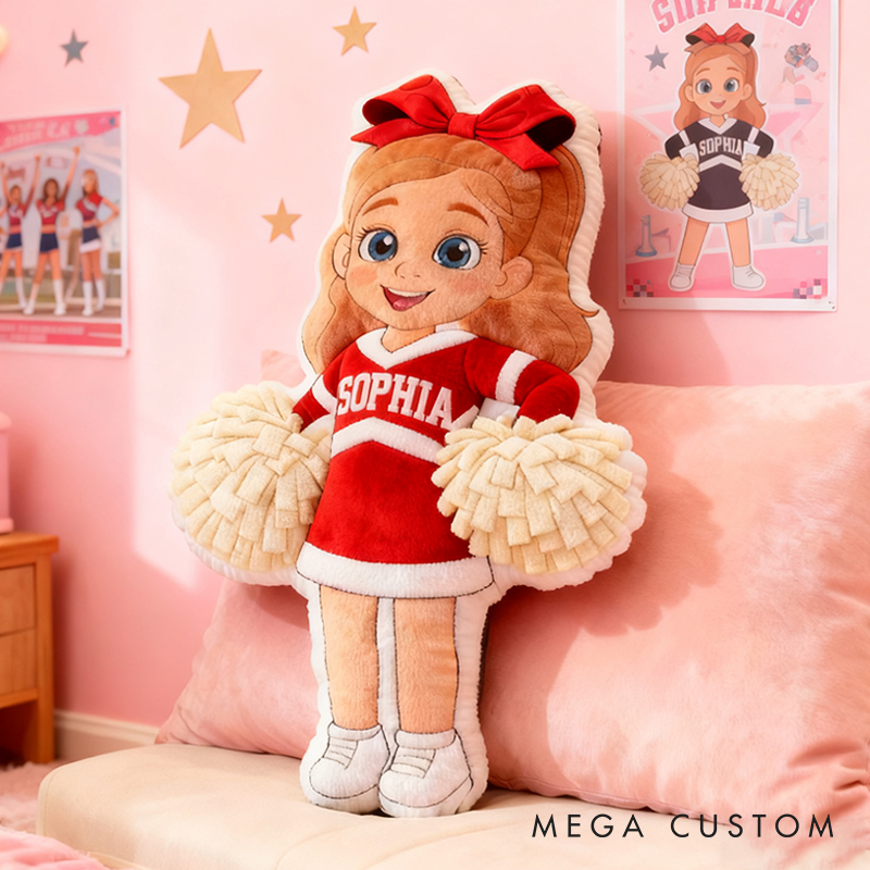 Personalized Graphic3DPrint Cheerleader Pillow with Custom Name and Outfit Design for Kids and Fans