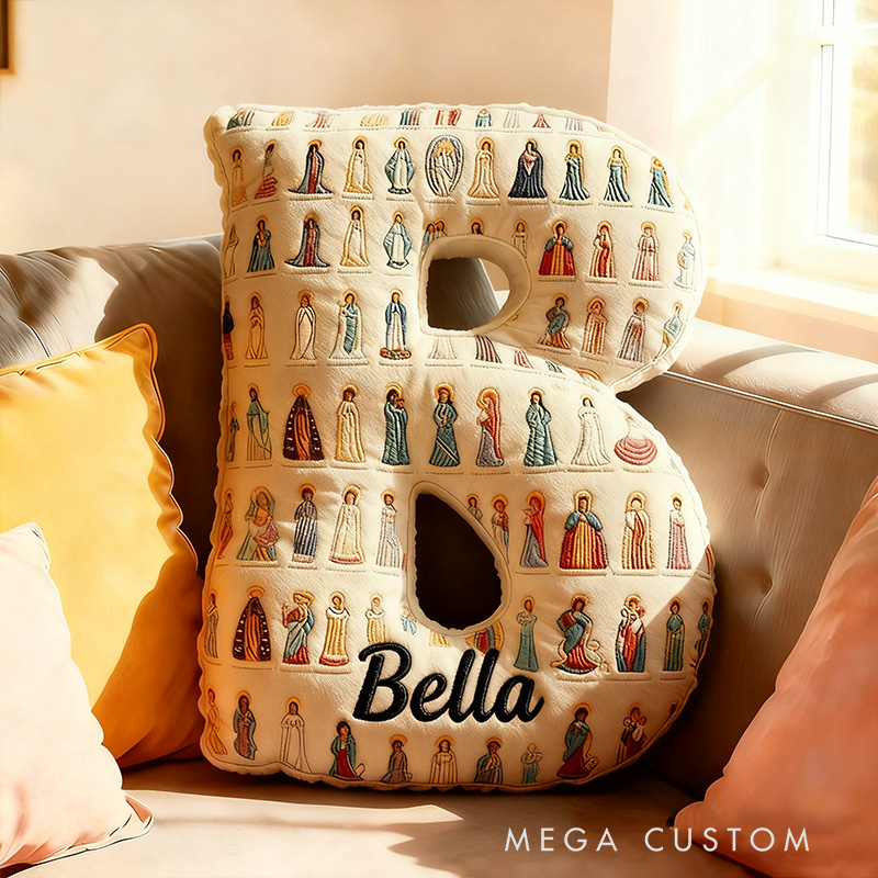 Personalized Mother of God Pray for us Letter Pillow with Name Home Decor Titles of Mary Our Lady Graphic 3D Print  Pillow Religious Catholic Gift