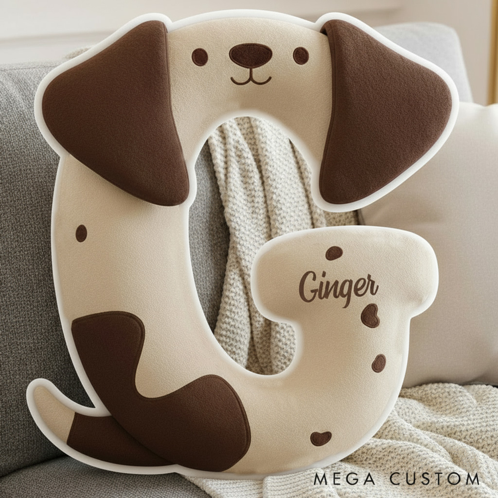 Personalized Dog Lover Letter Pillow with Custom Name Design Graphic 3D Print Pillow