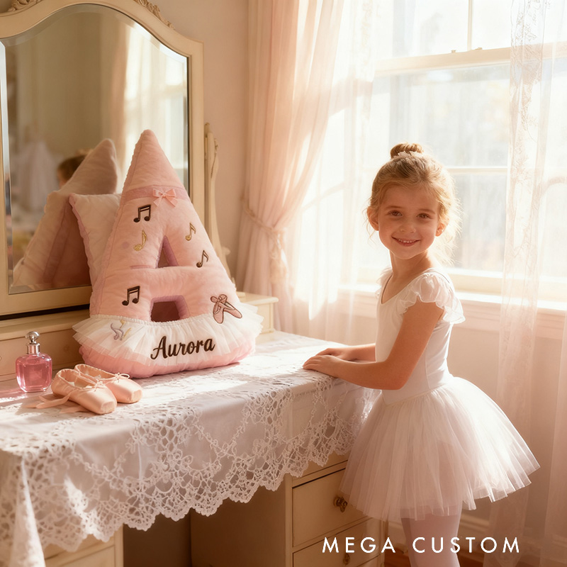 Personalized Graphic 3D Print Ballet Pillow With Your Own Name Soft Stuffed Toy for Kids Unique Decorative Cushion for Girls' Room