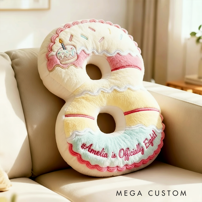 Personalized Number Shaped Graphic 3D Print Pillow with Editable Text  Soft Plush Birthday Gift for Kids  Unique and Adorable Children’s Birthday Gift