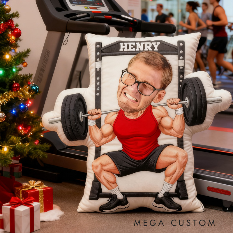 Personalized Gym Photo Pillow Graphic 3D Print Gift Ideas Exercise Themed Weight Lifting Workout Pillow Comfortable Christmas Decor for Gym Lovers