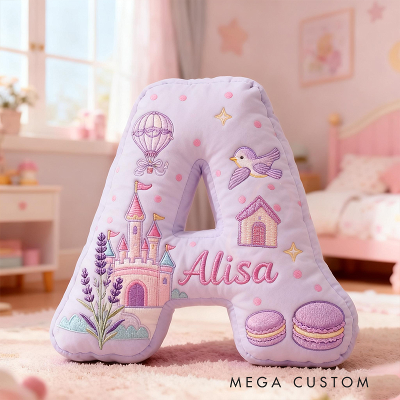 Personalized Purple Butterfly Star Lavender Letter Initial Custom Name Soft Decorative Gift Cozy Girls Room Sweet Alphabet Graphic 3D Print Pillow