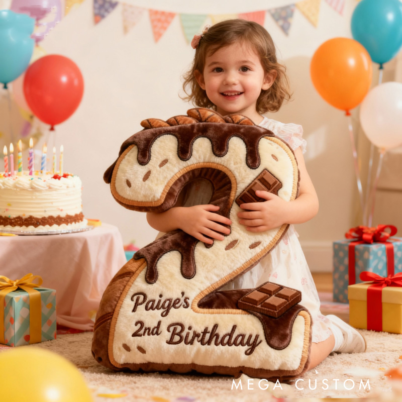 Personalized Bread Chocolate Alphabet Throw Pillow Graphic 3D Print Sweet Indulgence Letter and Number Pillow with Name for Kids Baker Birthday Gift