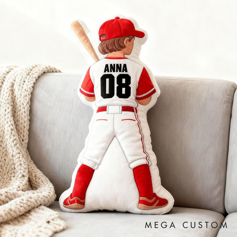Personalized Baseball Lover's Pillow with Custom Jersey Details Name and Number