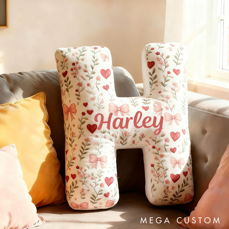 Personalized Flower Girl Floral Initial Pillow Home Decor Pillow Flower Girl Christmas Pillow