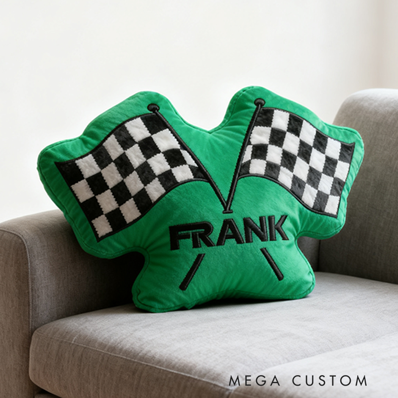 Personalized Checkered Flag Pillow Graphic 3D Print Custom Name Cushion Gift for Racers and Racing Lovers