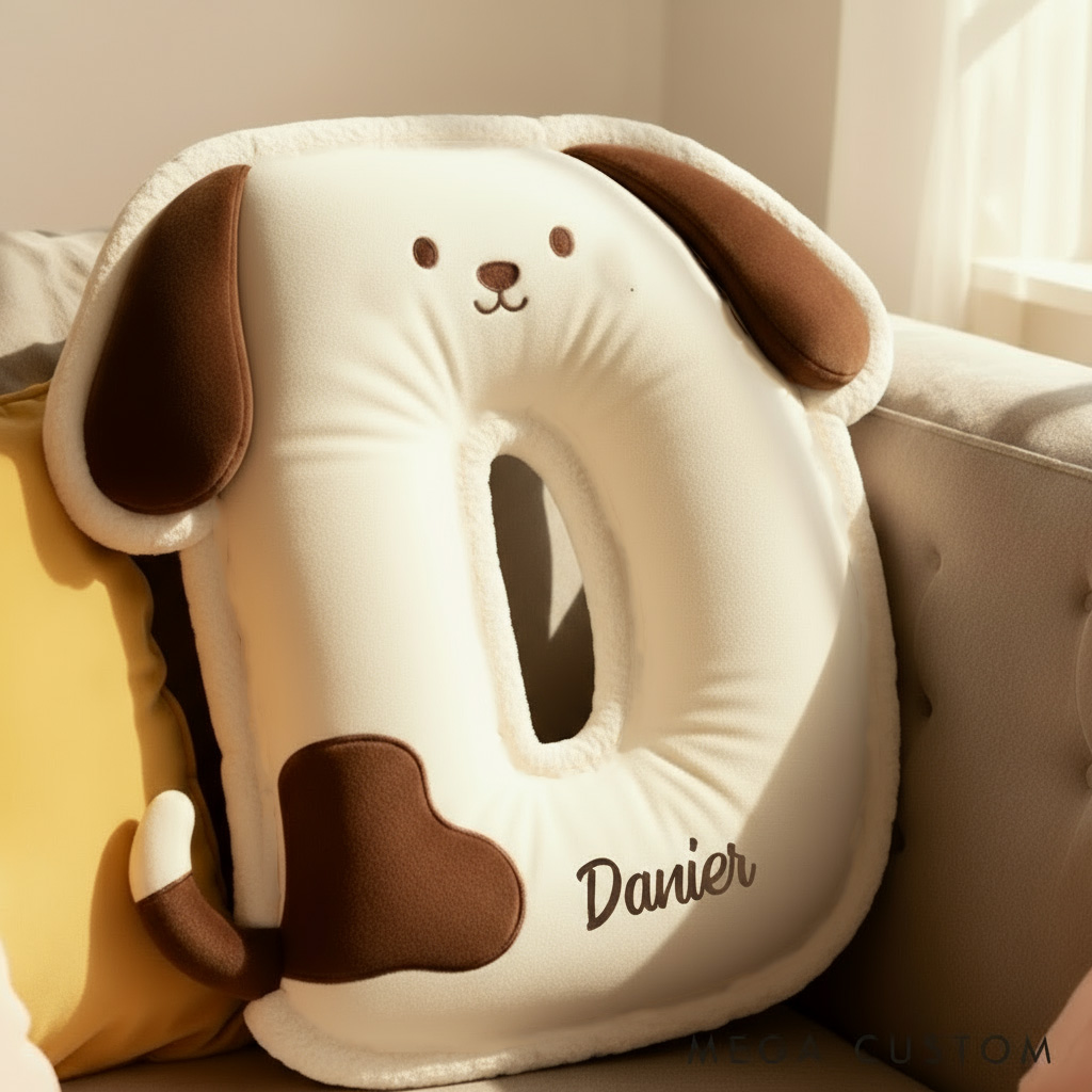 Personalized Dog Lover Letter Pillow with Custom Name Design Graphic 3D Print Pillow