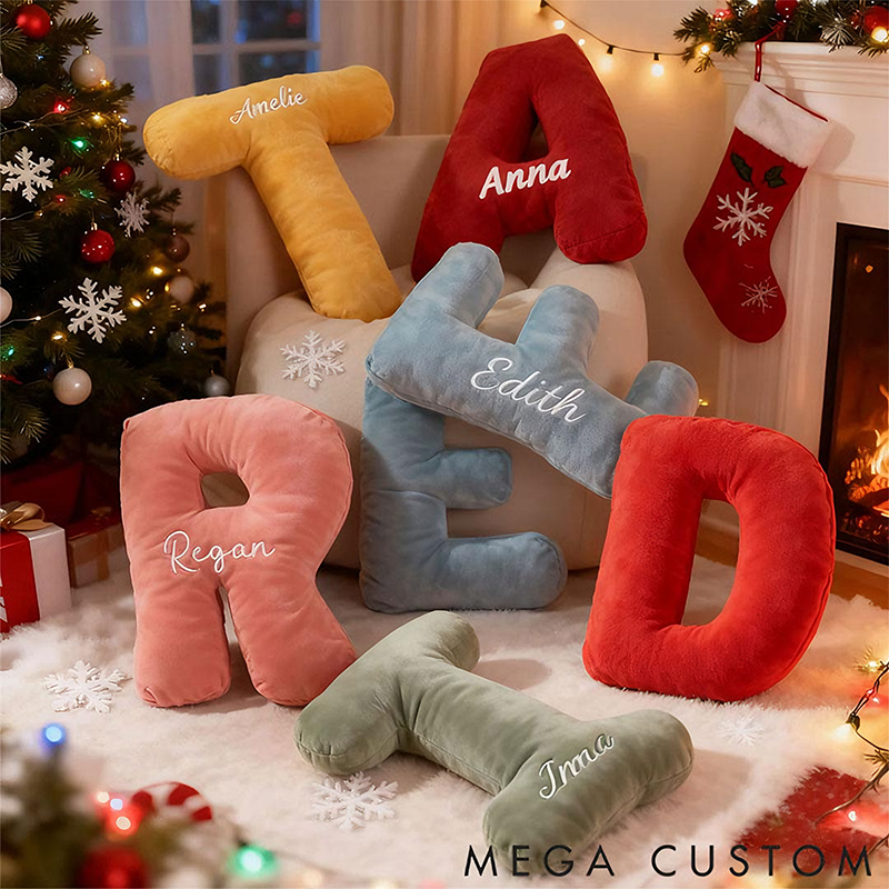 Personalized Graphic 3D Print Pillows Letter Shape Pillows Decor Christmas Gifts for Family
