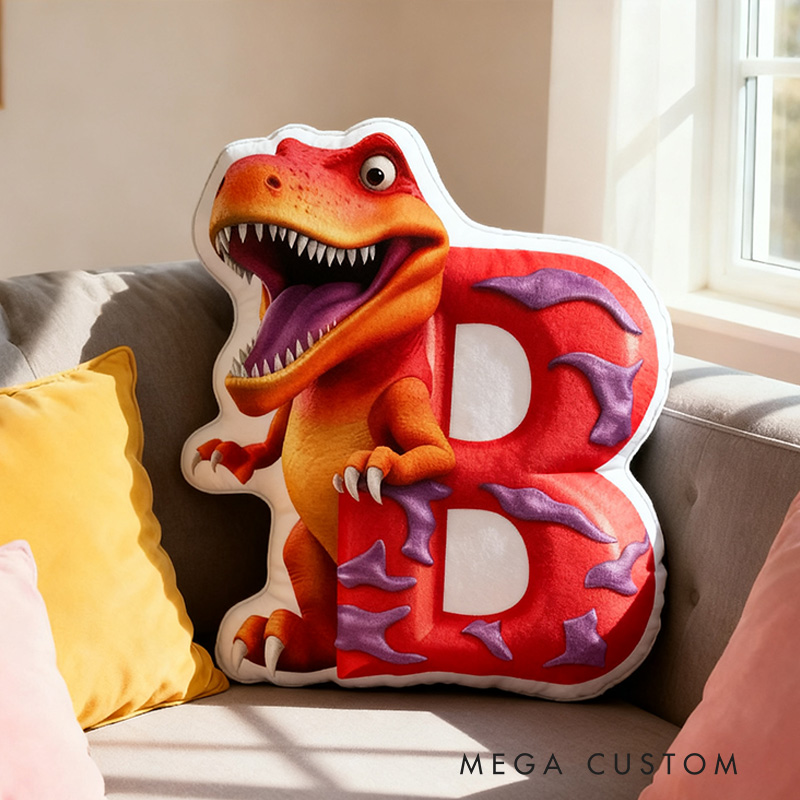Personalized Dinosaur Letter Cartoon Cute Kids Room Custom Name Gift Fun Decorative Throw Graphic 3D Print Pillows